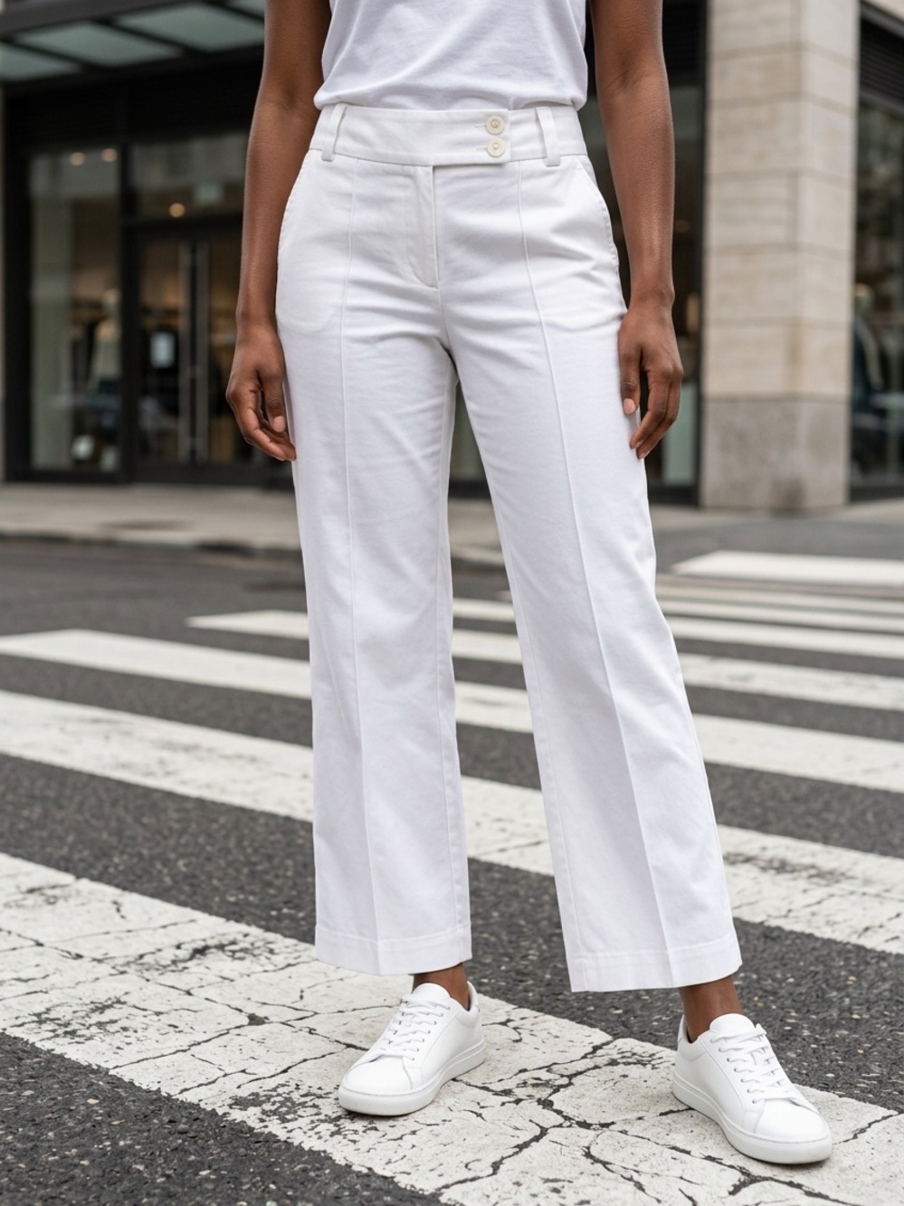 Liz Claiborne White Wide-Leg Cropped Pants